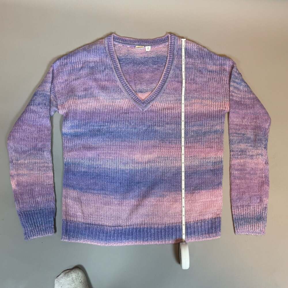 GAP Women’s XS Pink Purple Blue Striped V-Neck Knit Sweater Long Sleeve - Picture 3 of 8